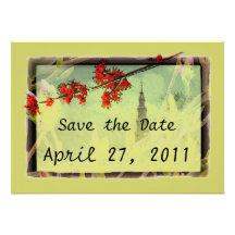 Maple and Magnolia Blossom Custom Announcements