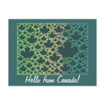 Maple Leaf Design ♥ Green Canada, template Post Cards