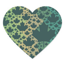 Maple Leaf Design ♥ Green Canada, template Heart Sticker