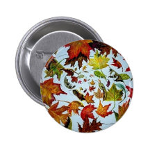 Maple Leaf Vortex painting Pinback Buttons