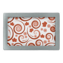 Maple Leaves and Swirls Rectangular Belt Buckle