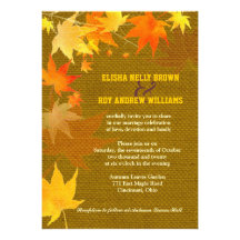 Maple Leaves + Rustic Burlap Fall Wedding Invites