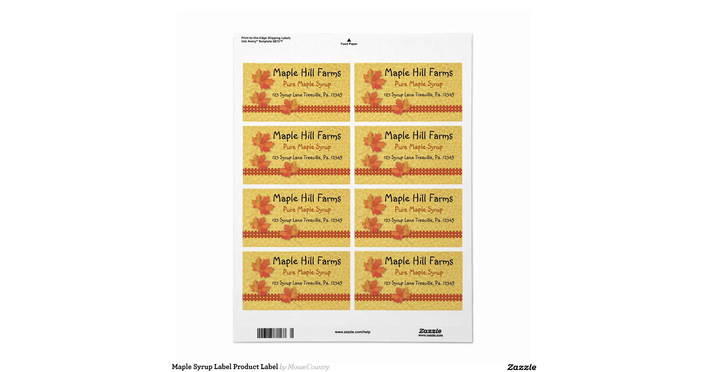 Maple Syrup Label Shipping Label Zazzle