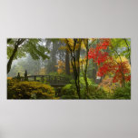 Maple Trees Fall Colours in Japanese Garden Poster