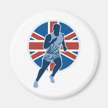Marathon runner silhouette british flag fridge magnet