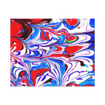 Marble Art, Red, White and Blue Wrapped Canvas Art Stretched Canvas Print