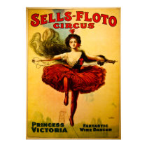 Marcheur de fil de cirque de Ventes-Floto de cru affiches