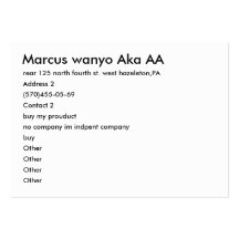 Marcus wanyo Aka AA, rear 125 north fourth st. ... Business Cards