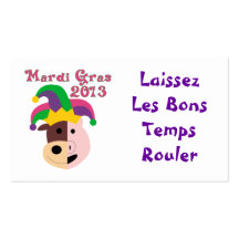 Mardi Gras 2013 Tees & Memorabilia Business Card Templates