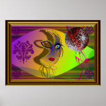 Mardi Gras 58" x 40"  Trompe l'oeil-V-1 Hi-Res Poster