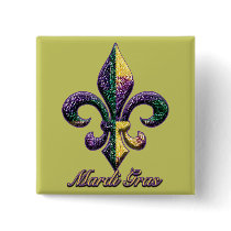 Mardi Gras bead Fleur de lis 2 Pinback Button