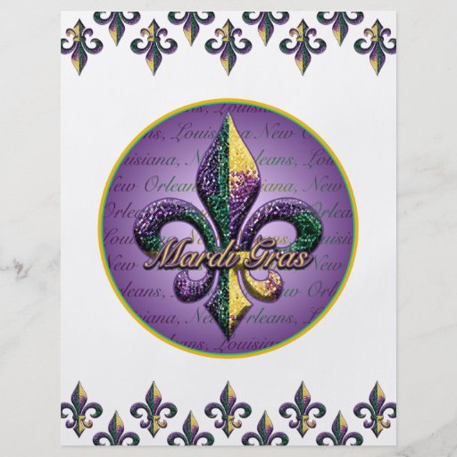 Mardi Gras bead Fleur de lis 2 Flyer Design