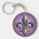 Mardi Gras bead Fleur de lis 2 Keychains