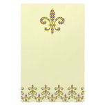 Mardi Gras bead Fleur de lis stationery