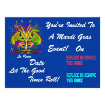 Mardi Gras Carnival Event  Please View Notes Personalized Invitation