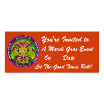 Mardi Gras Carvinal 4" x 9.25" Landscape View Note Custom Announcement