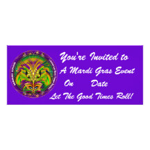 Mardi Gras Carvinal 4" x 9.25" Landscape View Note Custom Announcement
