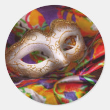 Mardi Gras - Celebrating Mardi Gras Round Stickers