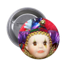 Mardi Gras clown doll Pinback Buttons