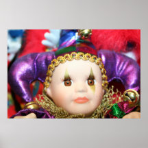 Mardi Gras clown doll poster