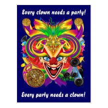 Mardi Gras Clown View Notes please Post Cards