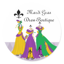 Mardi Gras Dress Shop Stickers