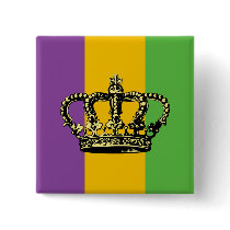 Mardi Gras Flag Crown Pin