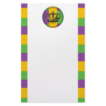 Mardi Gras Flag Crown Personalized Stationery