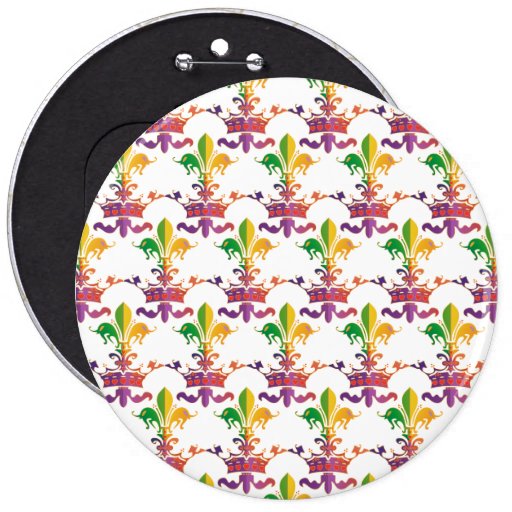 Mardi Gras Fleur de Crown Button