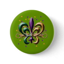 Mardi Gras Fleur de Lis Design Buttons
