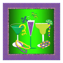 Mardi Gras Fleur De Lis Mardi Gras Party Custom Announcement
