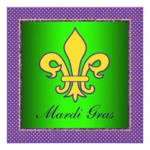 Mardi Gras Fleur De Lis Mardi Gras Party Custom Invite