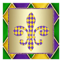 Mardi Gras Fleur De Lis Mardi Gras Party Invitations