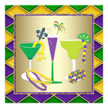 Mardi Gras Fleur De Lis Mardi Gras Party Personalized Invitation