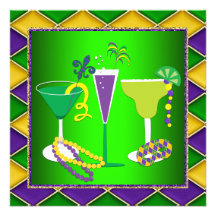 Mardi Gras Fleur De Lis Mardi Gras Party Announcement