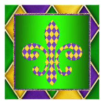 Mardi Gras Fleur De Lis Mardi Gras Party Announcement