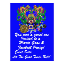 Mardi Gras & Football 6.5" x 8.75" View Hints Plse Personalized Invites