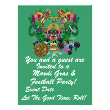 Mardi Gras & Football 6.5" x 8.75" View Hints Plse Invitations