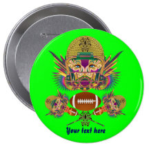 Mardi Gras Football Quarterback view notes Please Pinback Button