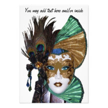 Mardi Gras Invitation-Beautiful woman in Mask