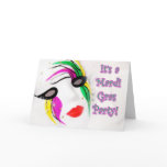 Mardi Gras Invitation White Mask Greeting Card