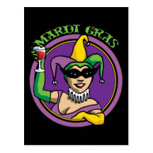 Mardi Gras Jester Girl Post Card