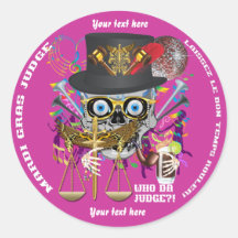 Mardi Gras Judge 30 colours view notes Important Round Stickers