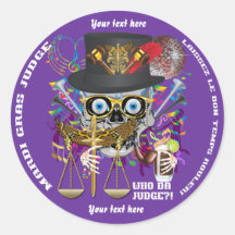 Mardi Gras Judge 30 colours view notes Important Round Stickers