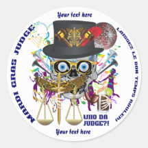 Mardi Gras Judge 30 colours view notes Important Round Sticker