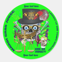 Mardi Gras Judge 30 colours view notes Important Round Stickers