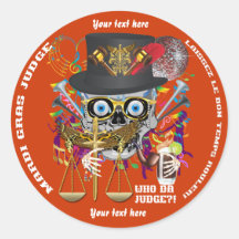 Mardi Gras Judge 30 colours view notes Important Round Stickers