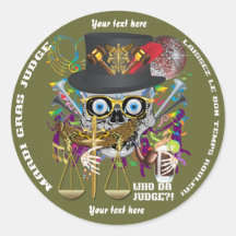 Mardi Gras Judge 30 colours view notes Important Round Stickers