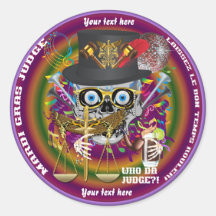 Mardi Gras Judge 30 colours view notes Important Round Stickers