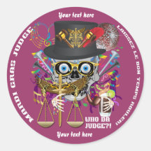 Mardi Gras Judge 30 colours view notes Important Round Sticker